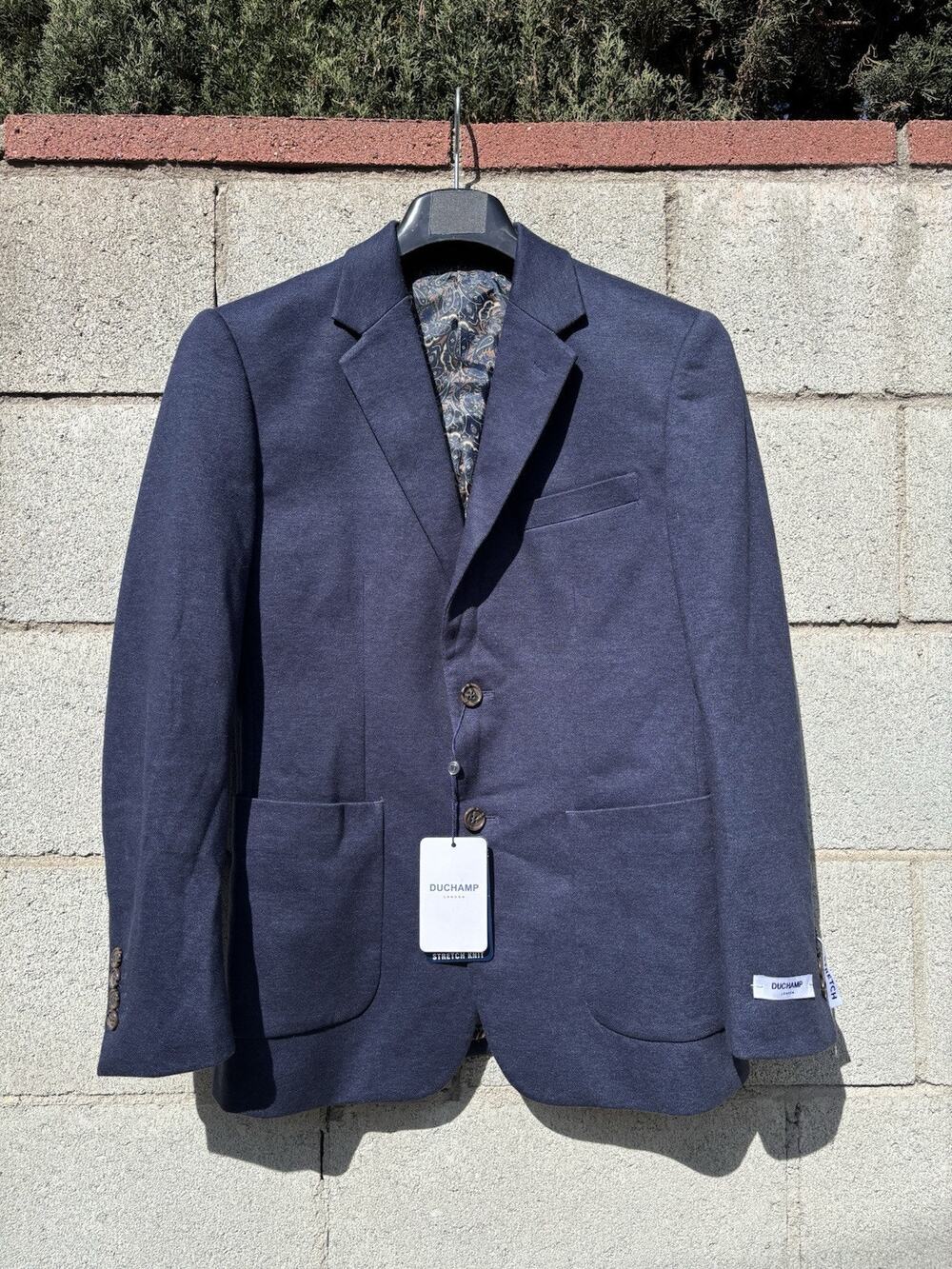 Duchamp London Slim Fit Blazer Knit Blue Sz 36S
